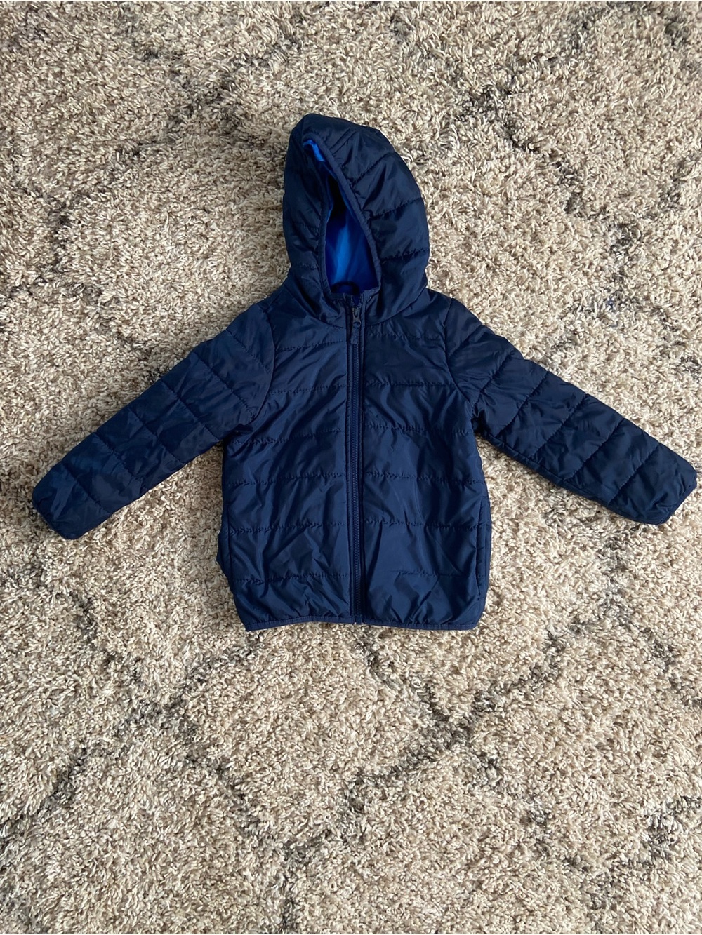 Carter's Navy Hooded Puffer Jacket with Blue Lining